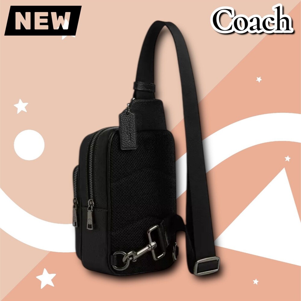 🔴New Coach Racer Sling Pack with Lightning Bolt Print – Gunmetal/Black Multi - Picture 2 of 5